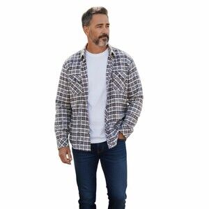 John Lennon Mens Large L/S Shirt Plaid Paint Splatter Button Up Contrast Cuff